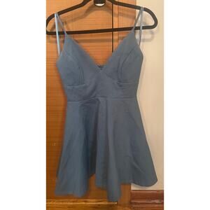 Blue, Strappy , Zip-Up Skater Dress
